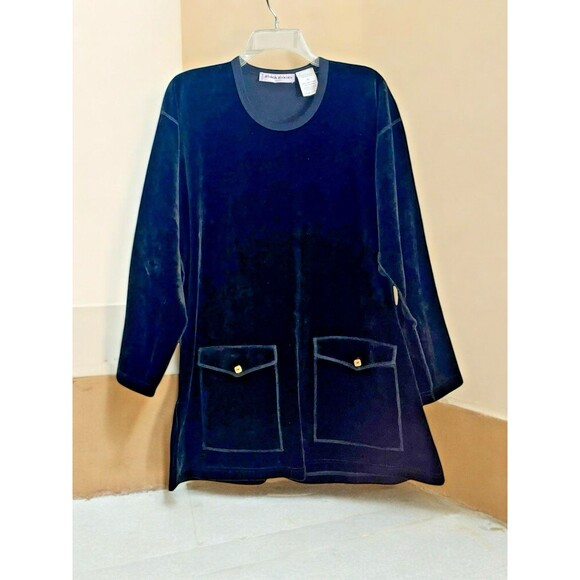 Sonia Rykiel Dresses & Skirts - Sonia Rykiel Paris XL Black Y2k Velvet A Line Mini Dress w/ Front Pockets 90s